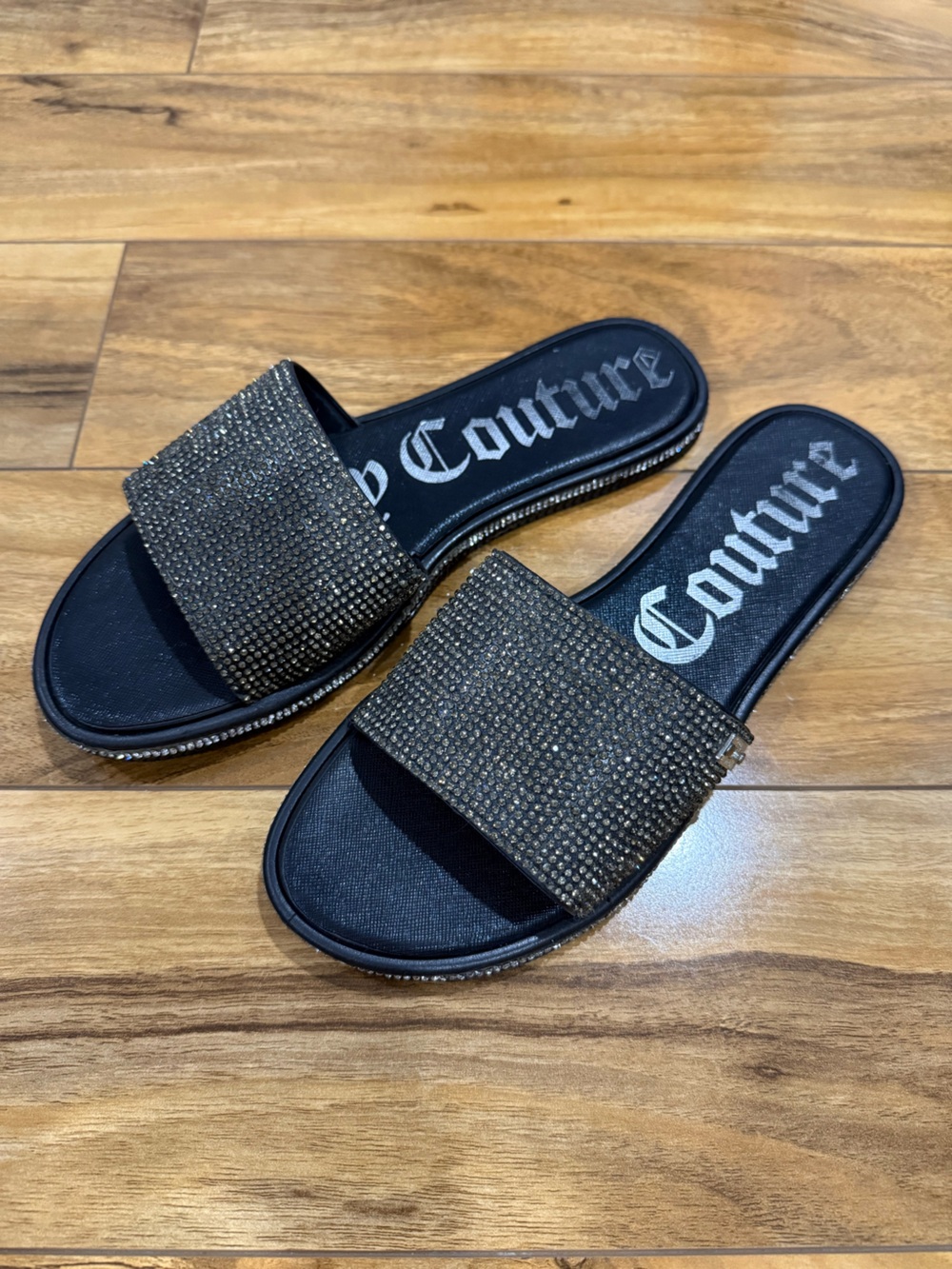 Juicy Couture Black Sandals with Crystal Strap